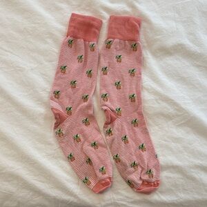 Floral Pink Socks with Pineapples